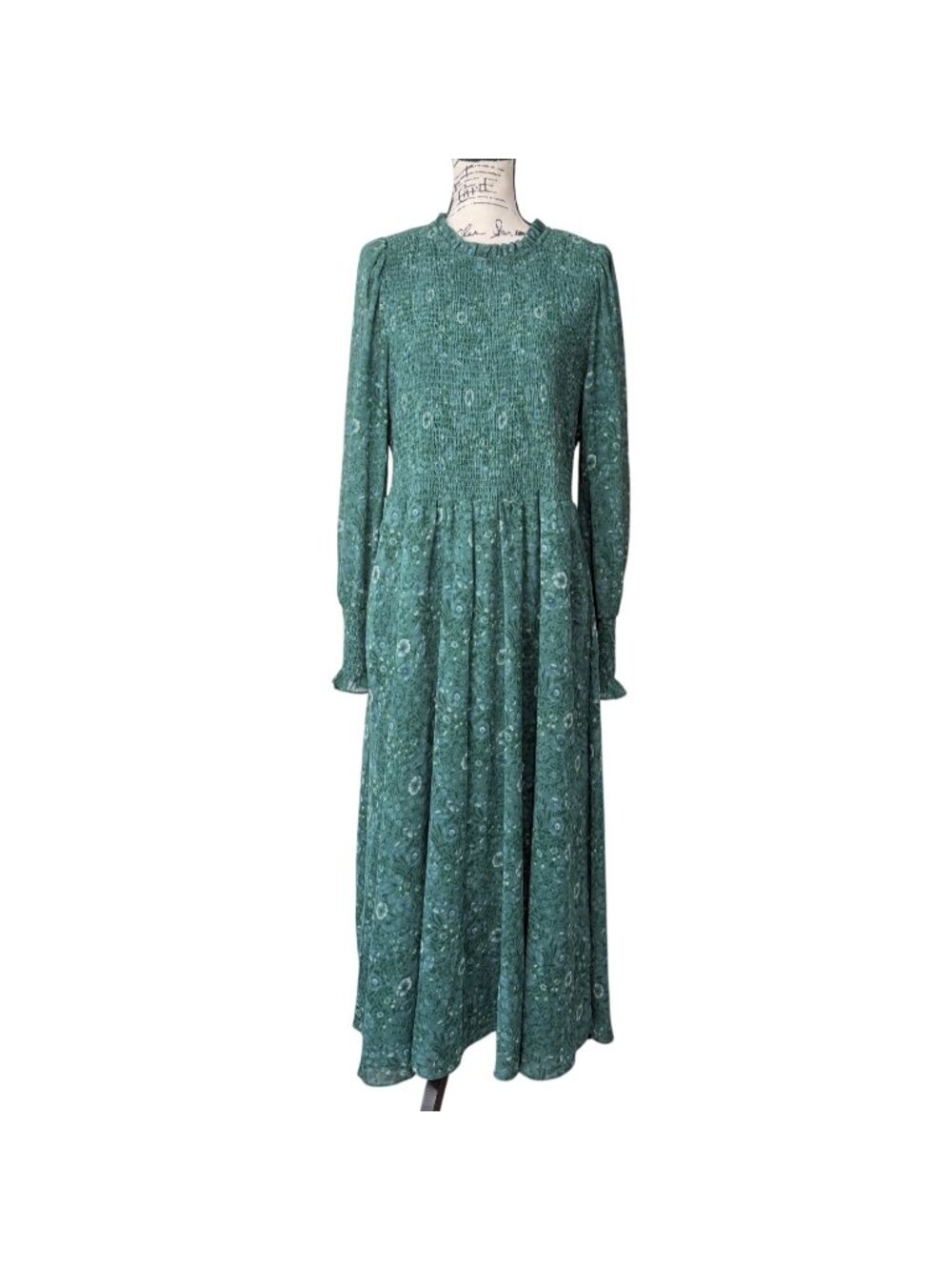 Madewell Womens XL Midi Dress Crinkle Georgette Lucie Tie-Back Woodland Floral - Picture 2 of 8